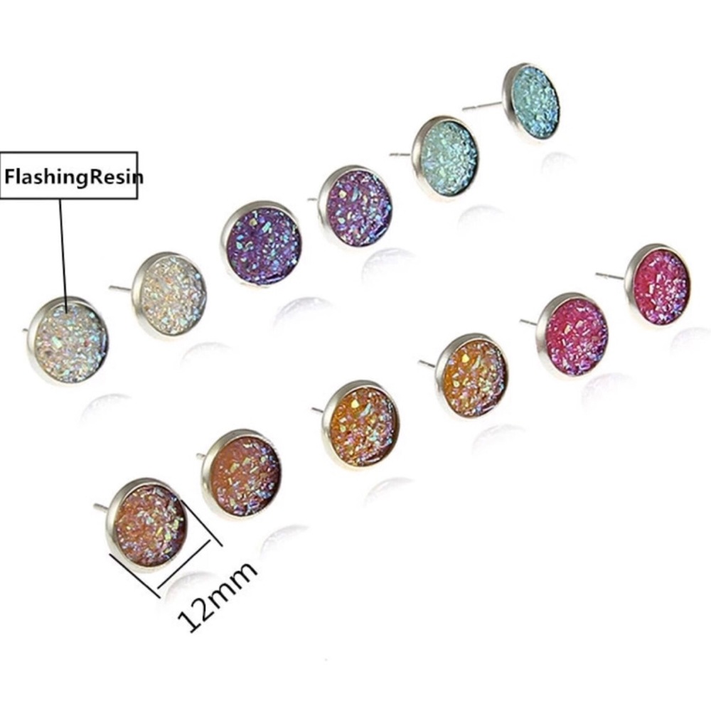 ❗️BOGO FREE Aqua Blue Druzy Earrings - Picture 3 of 4